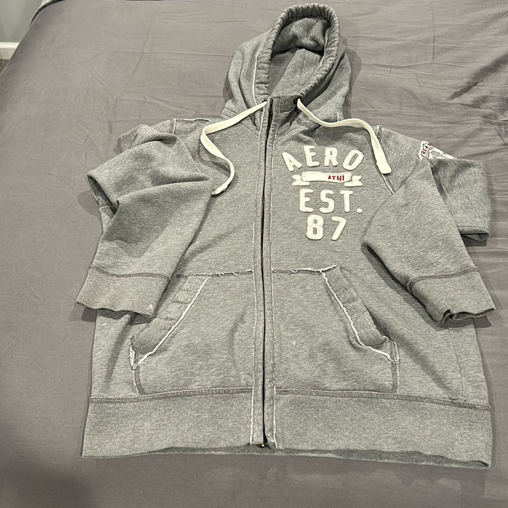 Men’s Gray Aeropostale Cotton Zip Up Hoodie Size L